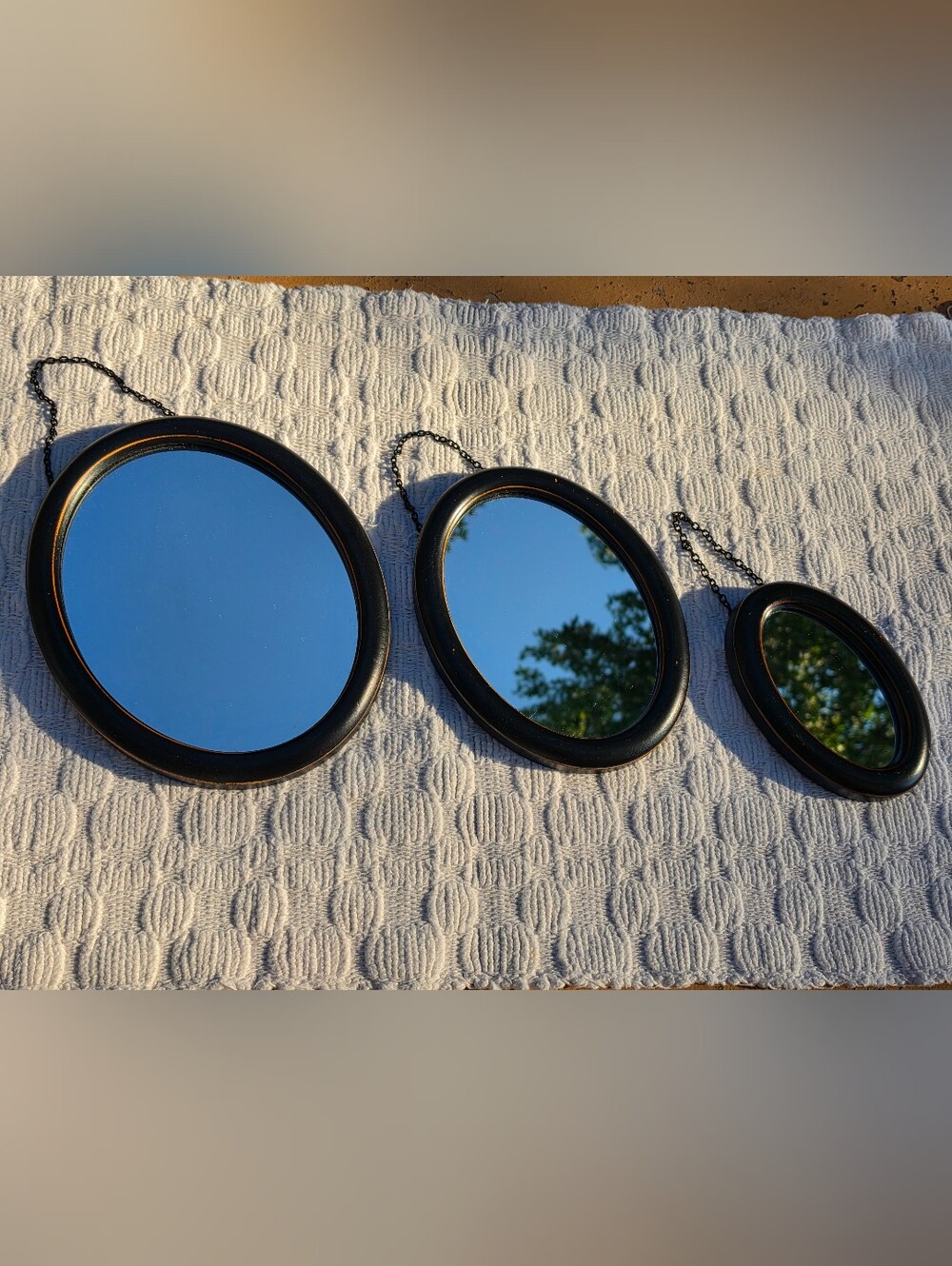 Set of 3 Small Round Black Wall Mirrors